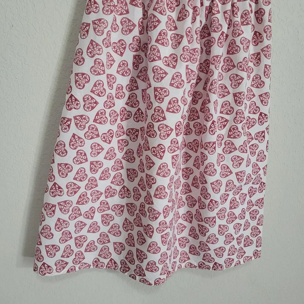Handmade Skirt Womens XS S Heart Bow Print White Red Valentines Spring Summer